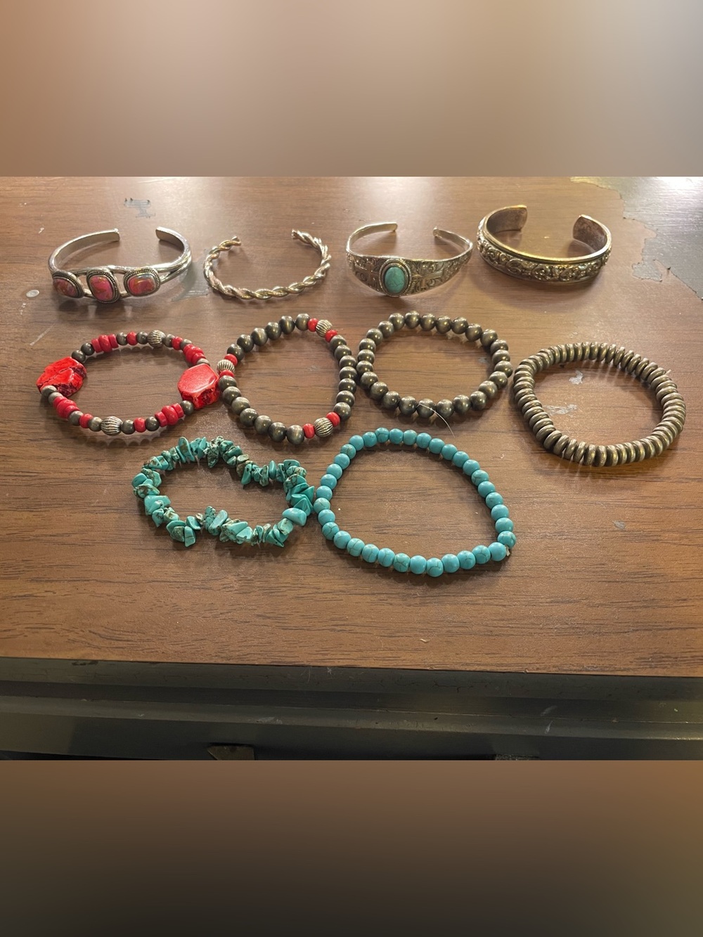 Red and Turquoise bracelets